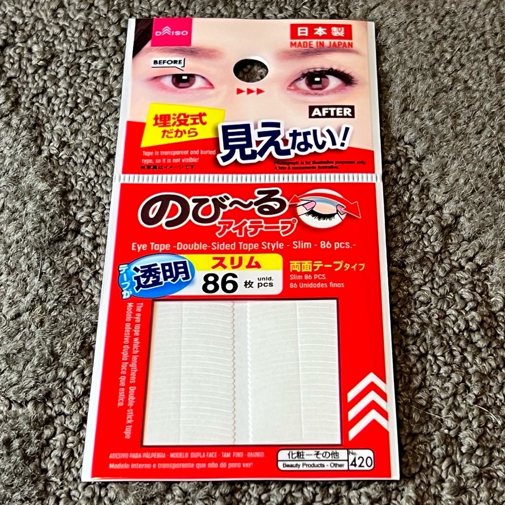 Daiso Japan Eye Eyelid Tape Sticker Double Sided Type Slim Clear 86 pcs Beauty